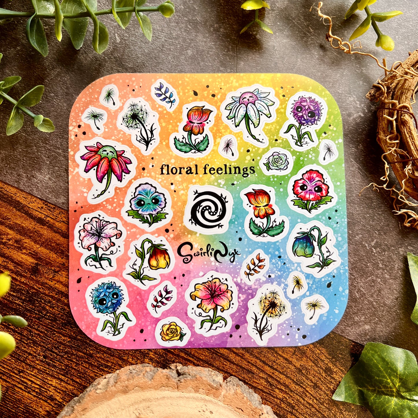 Rainbow Floral Feelings Sticker Sheet