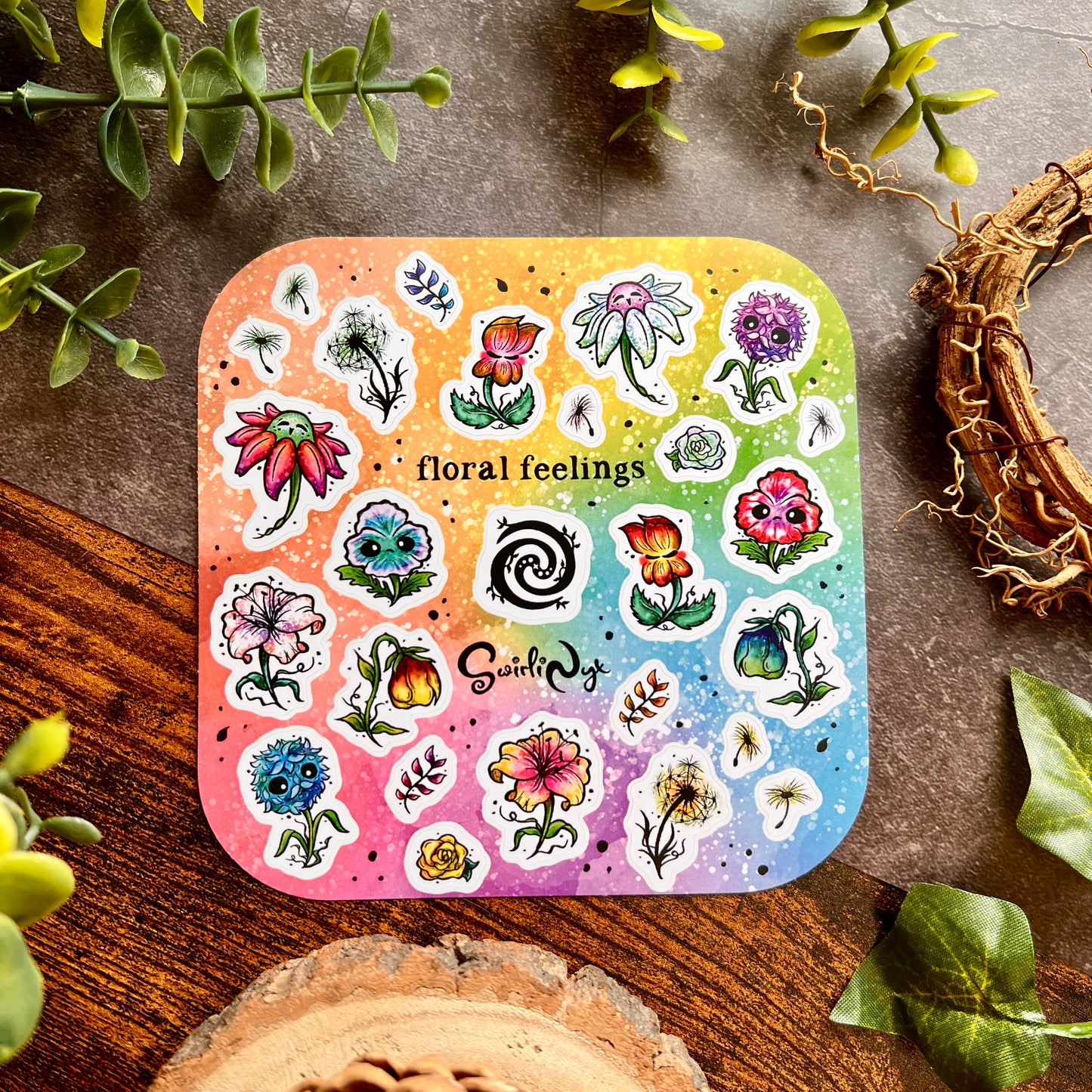 Rainbow Floral Feelings Sticker Sheet