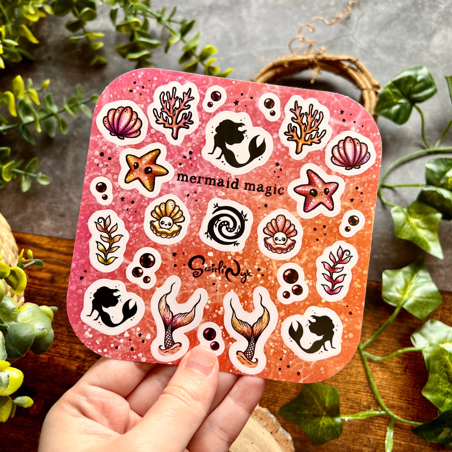 Coral Mermaid Magic Sticker Sheet