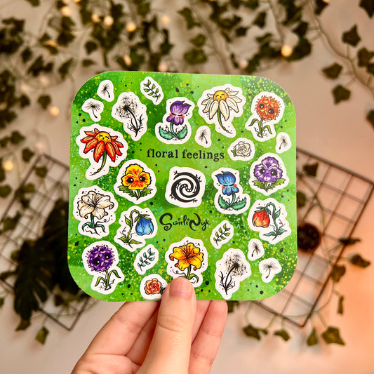 Green Floral Feelings Sticker Sheet