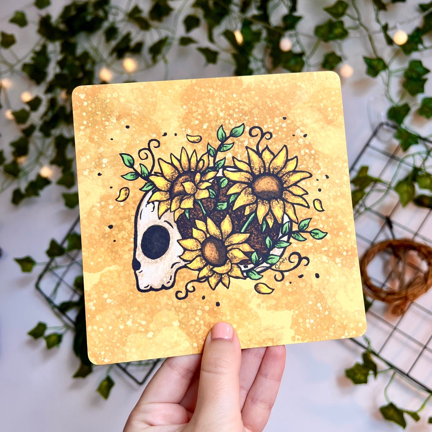 Sunflower Skull Art Print