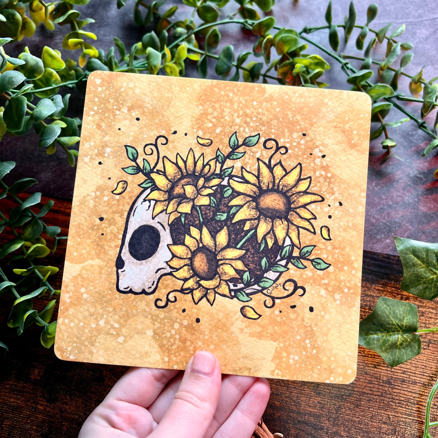 Sunflower Skull Art Print