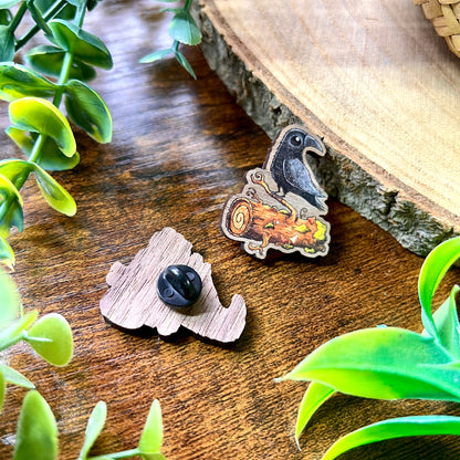 Poe the Crow Wooden Pin
