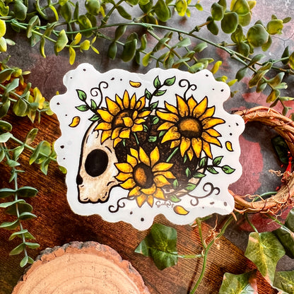 Sunflower Skull Clear Sticker