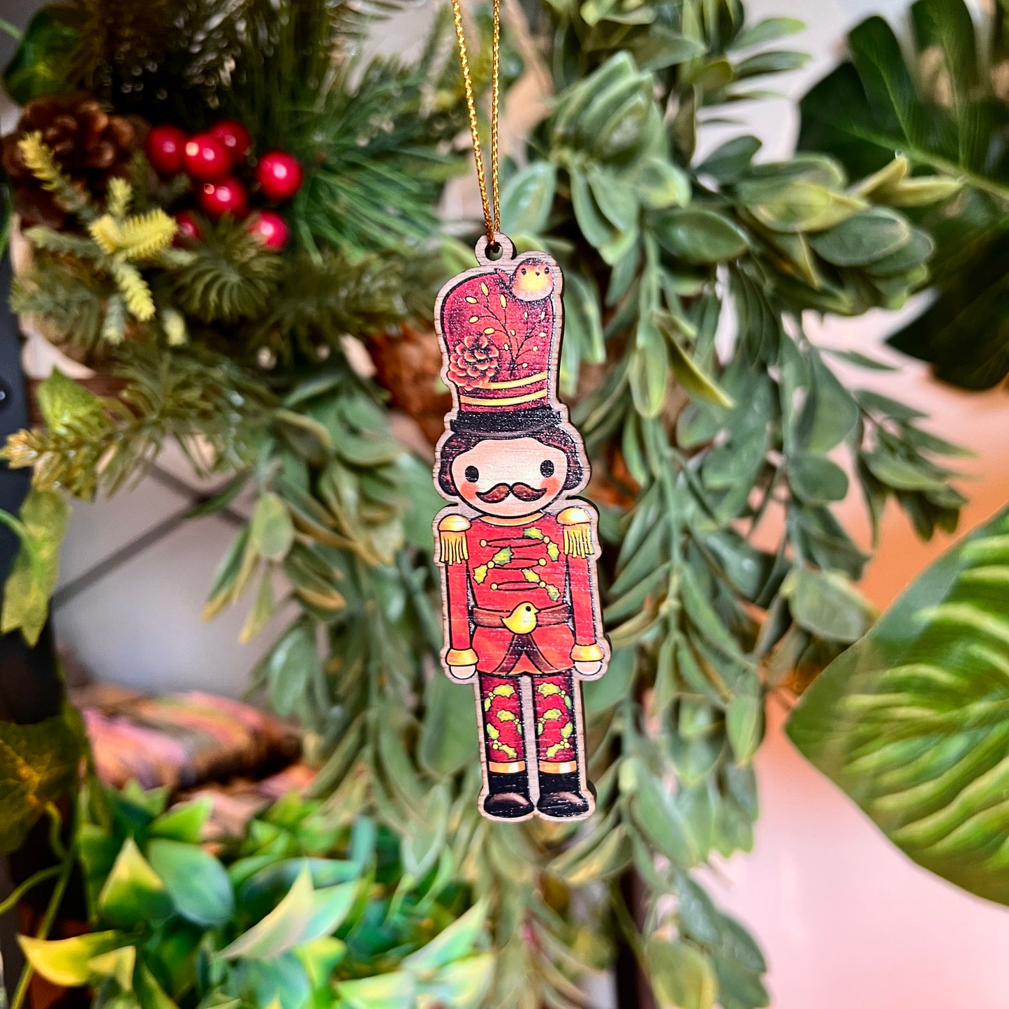 Nature's Nutcrackers Wooden Christmas Decoration Set