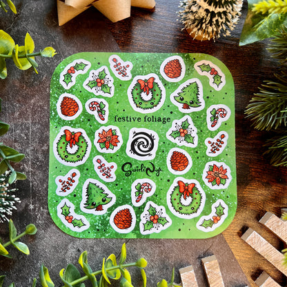 Green Festive Foliage Sticker Sheet