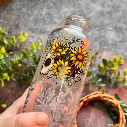 Sunflower Skull Clear Sticker