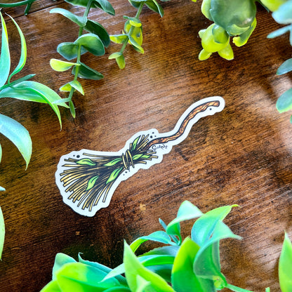 Witch's Broom Clear Sticker