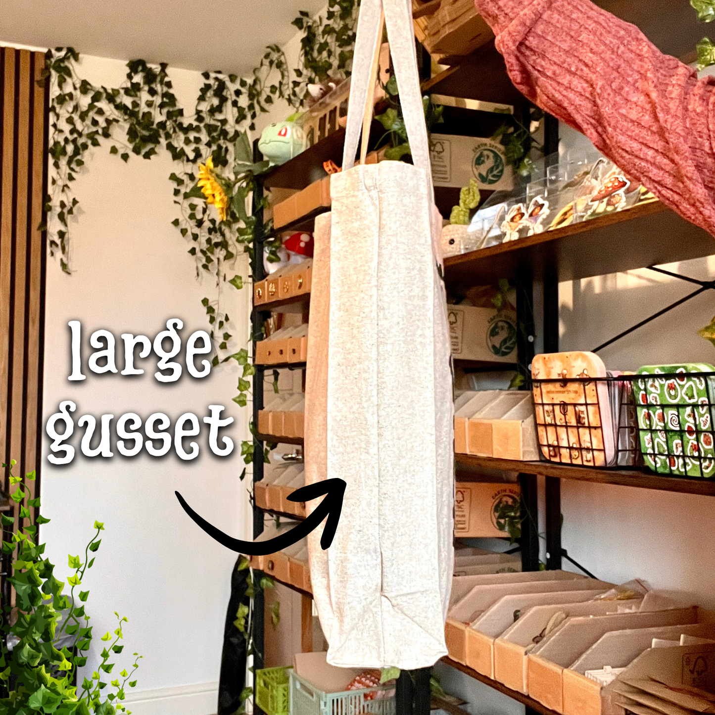 Magical Moth Stamp Recycled Tote Bag with Gusset