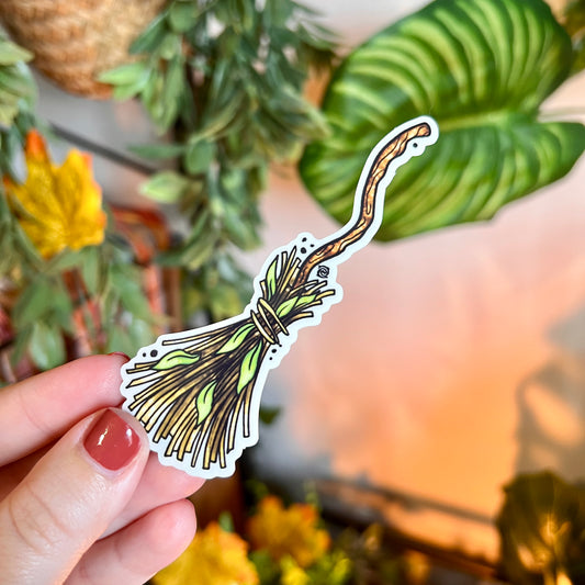 Witch's Broom Clear Sticker