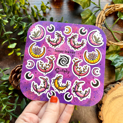 Purple Lunar Leaves Sticker Sheet