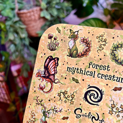 Mythical Forest Creatures Moss Green Sticker Sheet