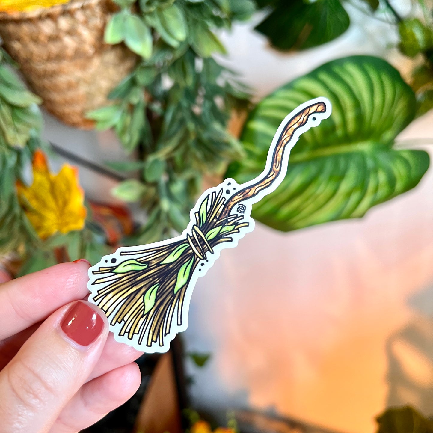Witch's Broom Clear Sticker