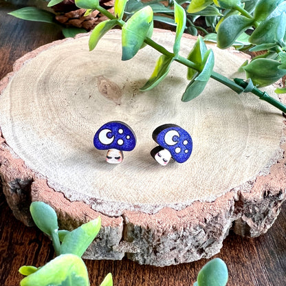 Dusk Mushroom Wooden Earrings