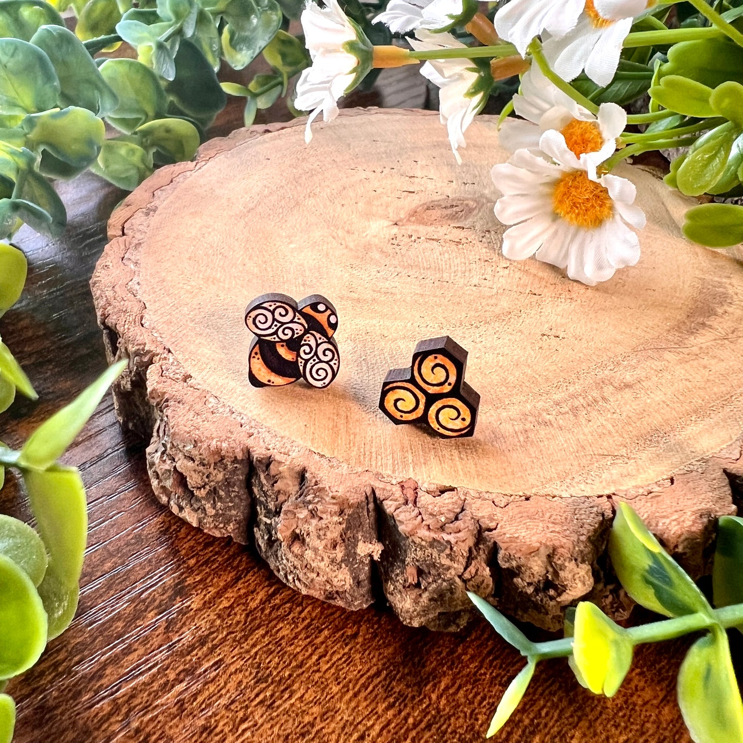 Honey Bee Wooden Earrings