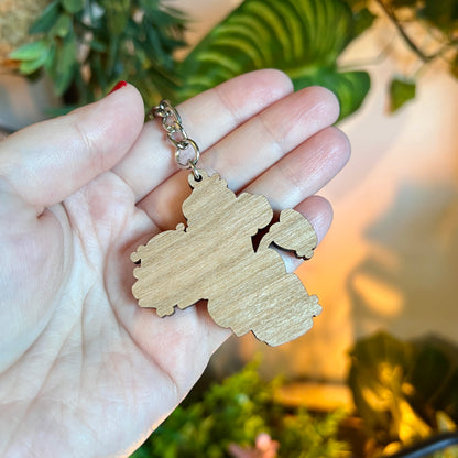 Ghost and Plant Wooden Keyring