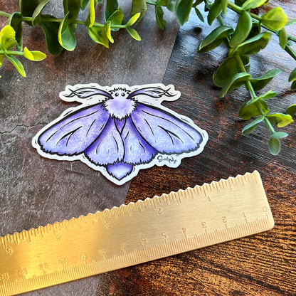 Blue Fluffy Moth Clear Sticker
