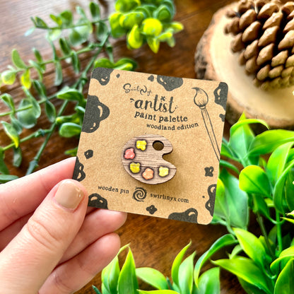 Woodland Paint Palette Wooden Pin