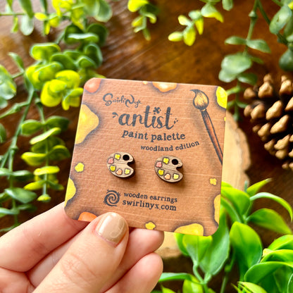 Woodland Paint Palette Wooden Earrings