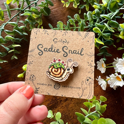 Sadie the Snail Wooden Pin