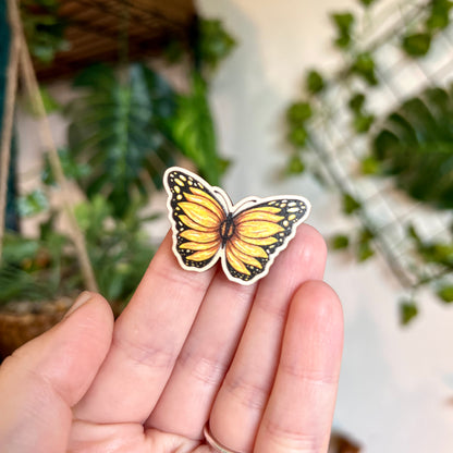 Sunflower Butterfly Wooden Pin