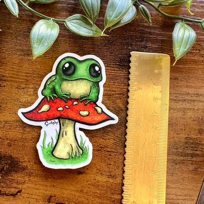 Frog on a Fungi Clear Sticker
