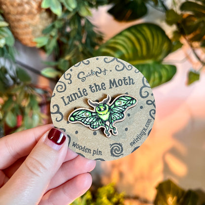 Lunie the Moth Wooden Pin