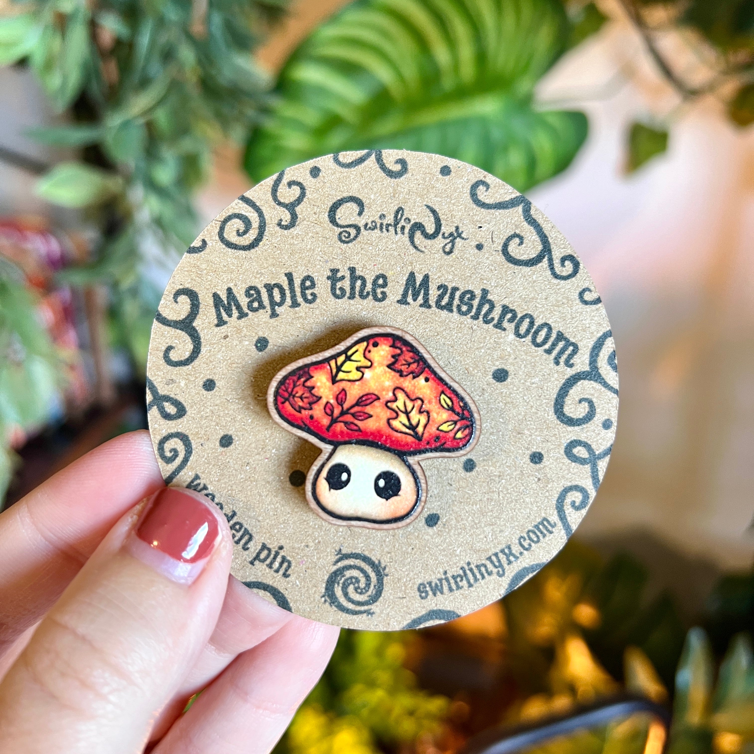 Maple the Mushroom Wooden Pin