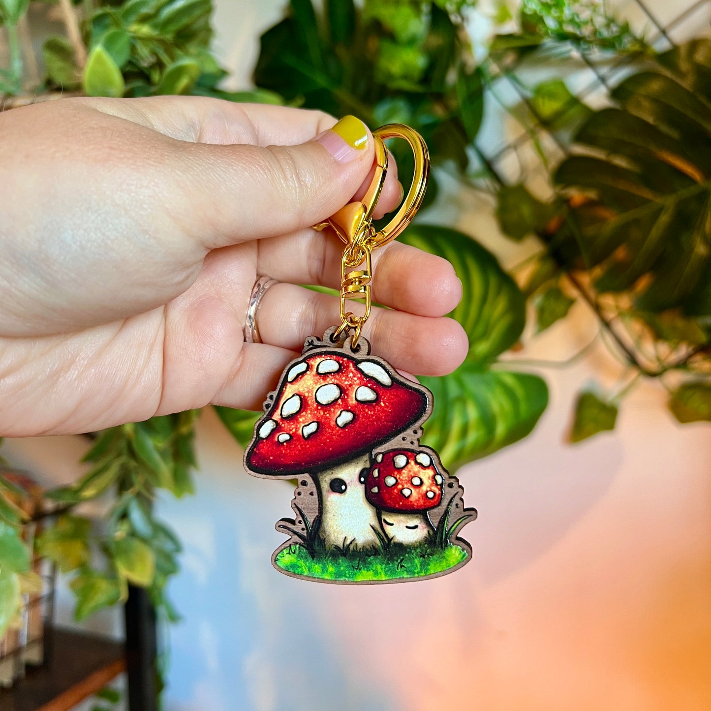 Mushie Mama Wooden Keyring
