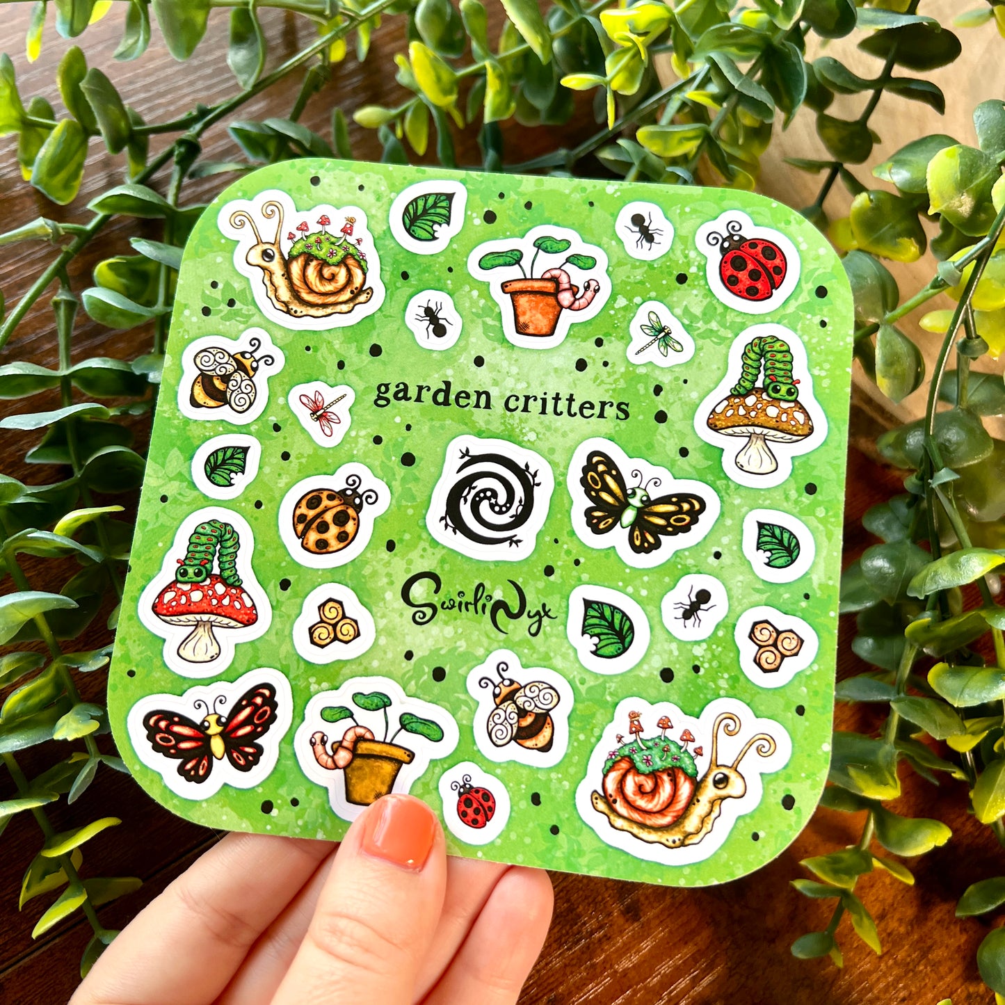 Green Garden Critters Sticker Sheet