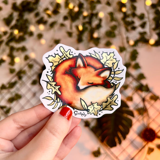Sleeping Fox Gold Leaf Sticker