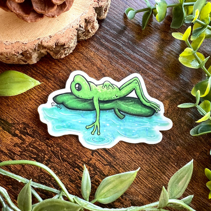 Lilypad Frog Clear Sticker