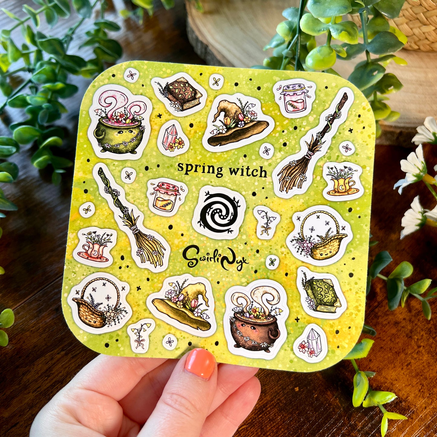 Green Spring Witch Sticker Sheet