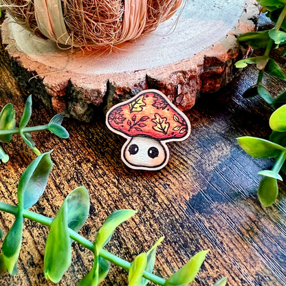 Maple the Mushroom Wooden Pin