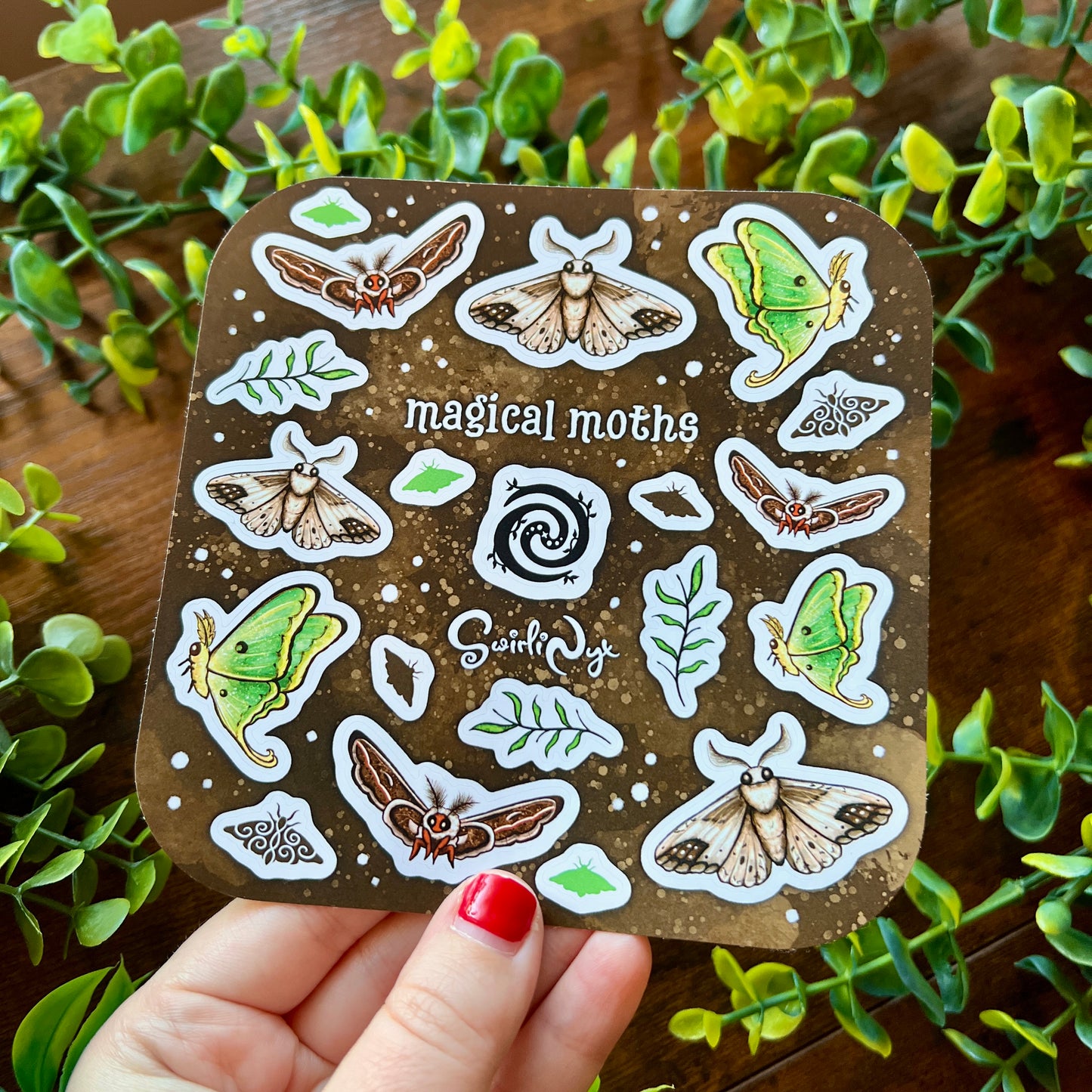 Magical Moths Brown Sticker Sheet