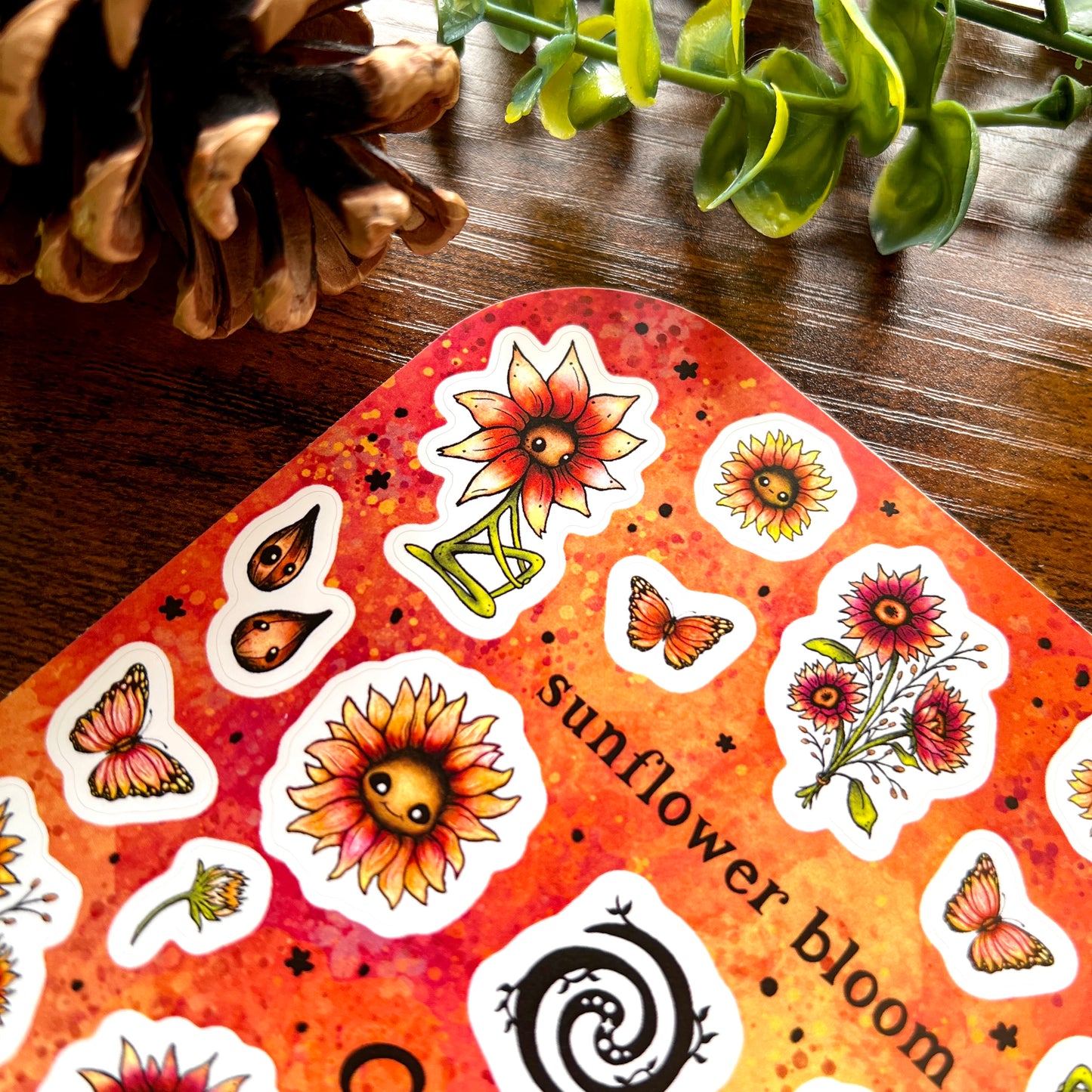 Red Sunflower Bloom Sticker Sheet