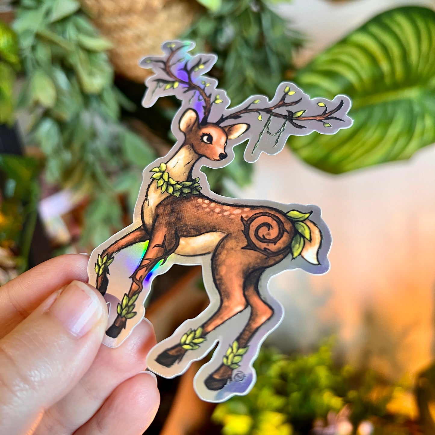 Mythical Deer Holographic Sticker