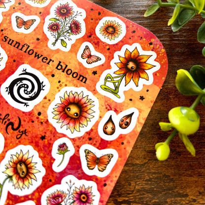 Red Sunflower Bloom Sticker Sheet