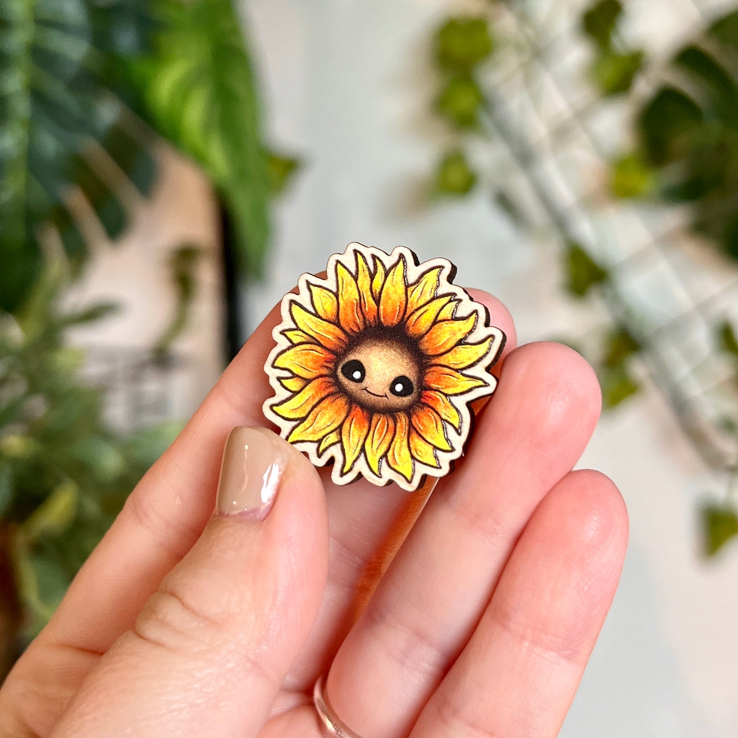 Saffy the Sunflower Wooden Pin