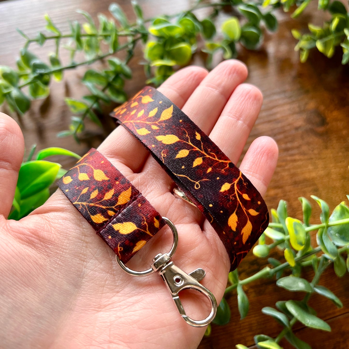 Ruby Leaves Lanyard