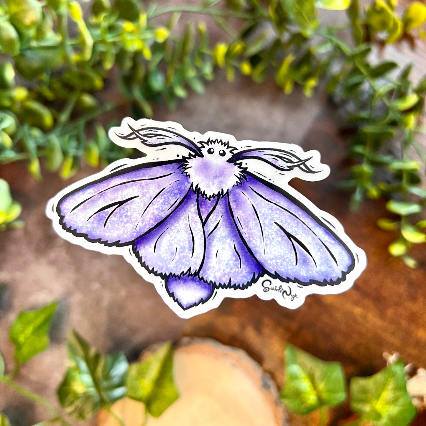 Blue Fluffy Moth Clear Sticker