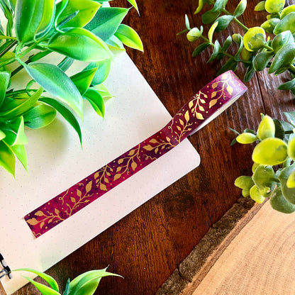 Ruby Leaves Foil Washi Tape