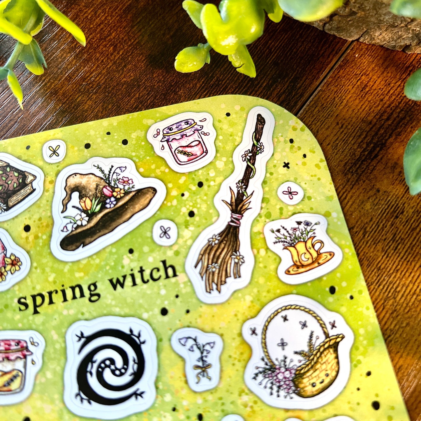 Green Spring Witch Sticker Sheet