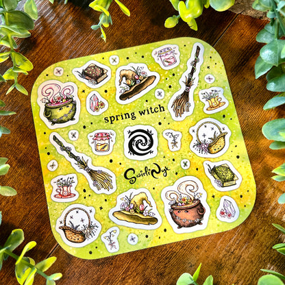 Green Spring Witch Sticker Sheet