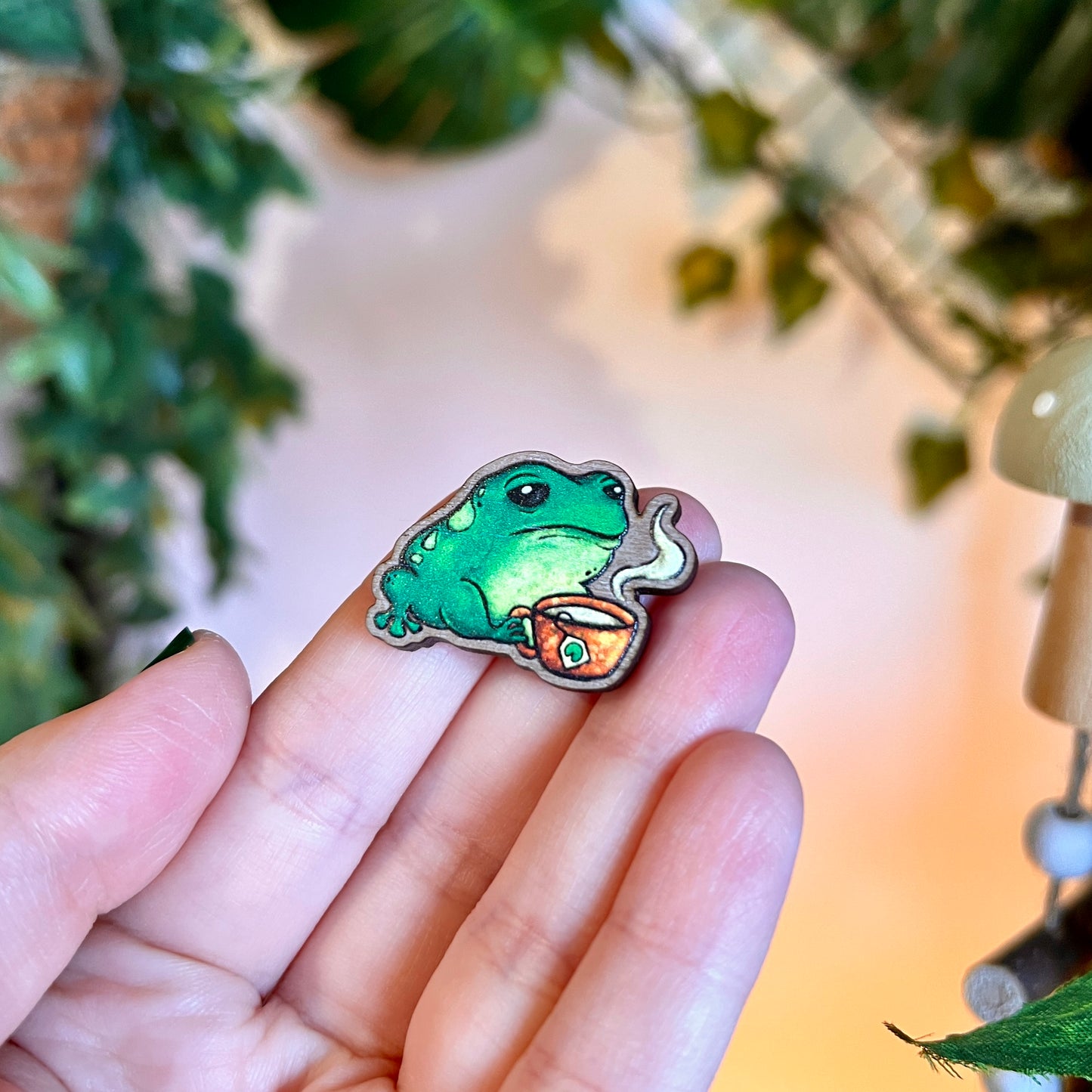 Frog Tea Wooden Pin