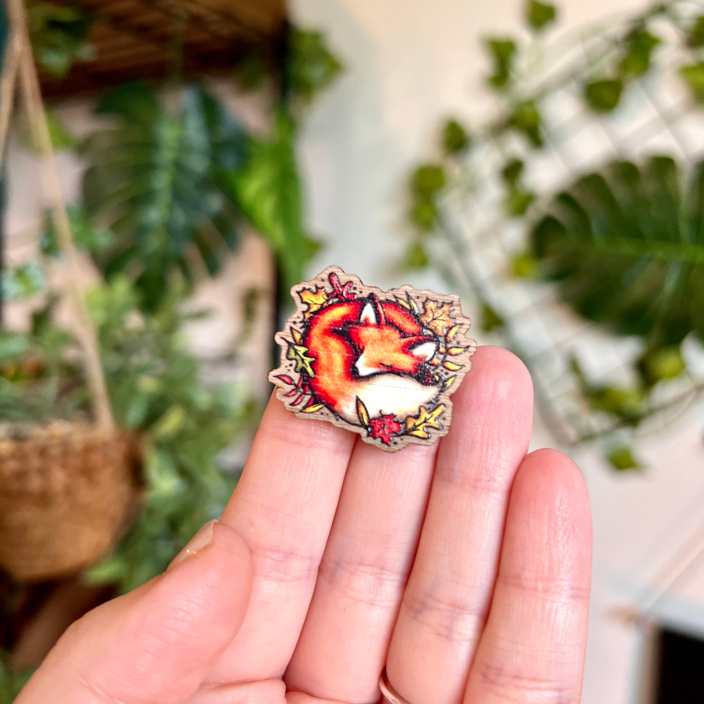 Sleeping Fox Wooden Pin