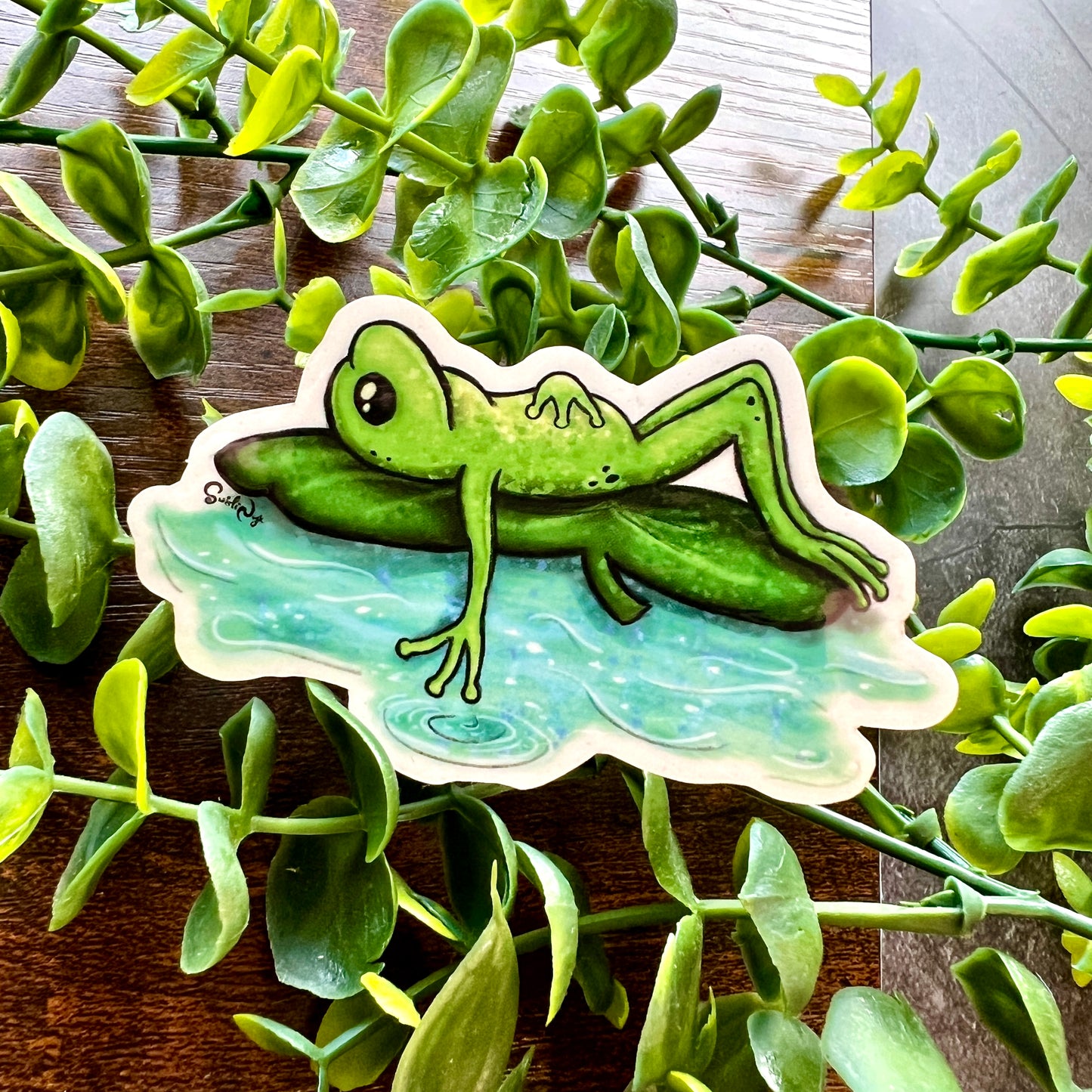 Lilypad Frog Clear Sticker