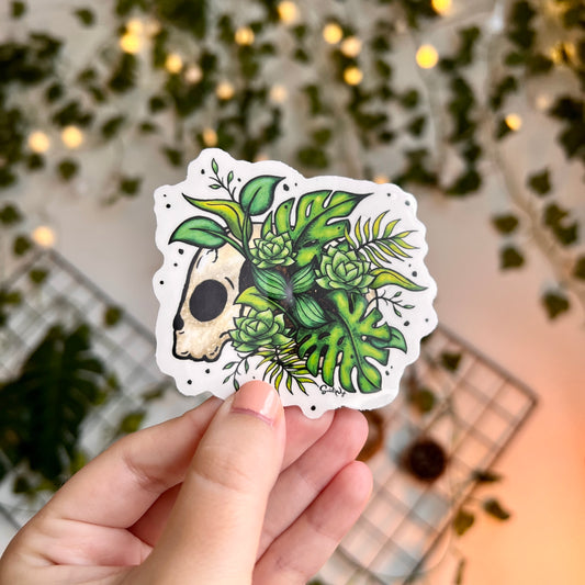 Plant Skull Clear Sticker