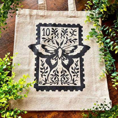 Magical Moth Stamp Recycled Tote Bag with Gusset
