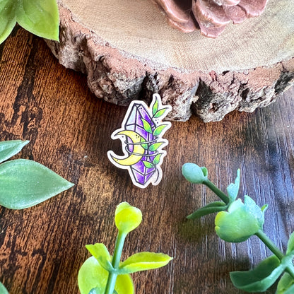 Amethyst Moon Wooden Pin